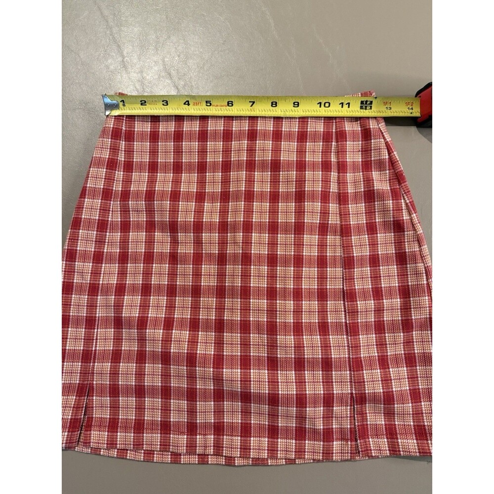 Women’s Brandy Melville John Galt Cara Plaid Mini Skirt Red Beige XS Preppy Y2K - Picture 5 of 6